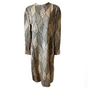 Vintage Pauline Trigere Brown Black Floral Printed Sheath Dress Size 18